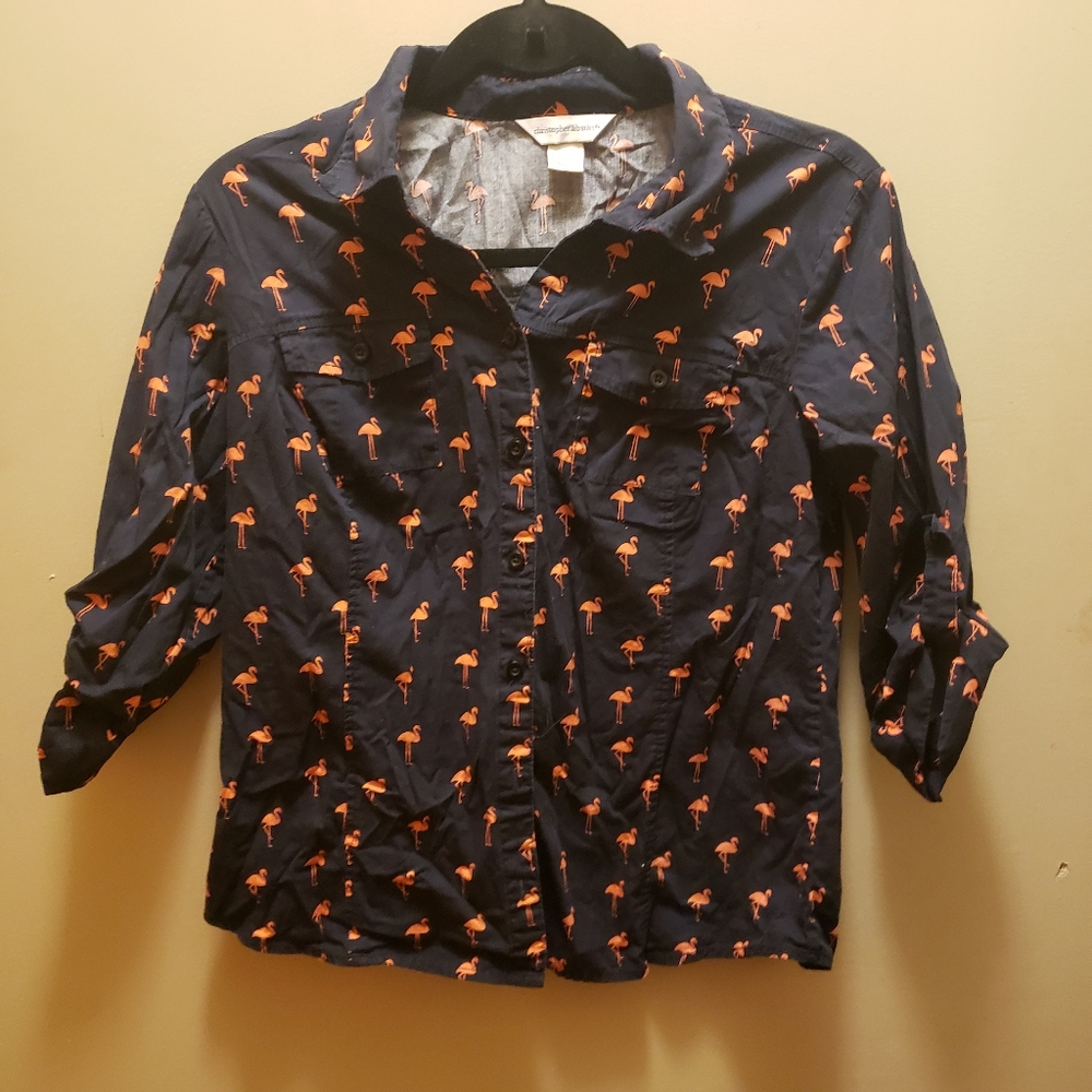 $5 or 3/$12 *BARGAIN BIN* READ DESCRIPTION Med C&B Blue Flamingo Shirt